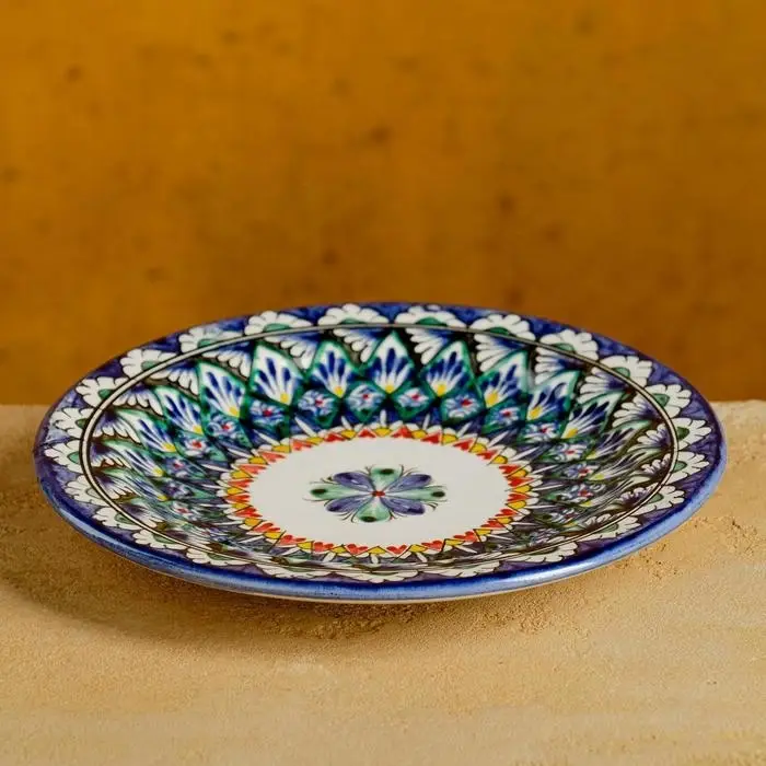 Тарелка узбекская Риштанская Керамика &laquo;Цветы&raquo;, d=17 см, МИКС