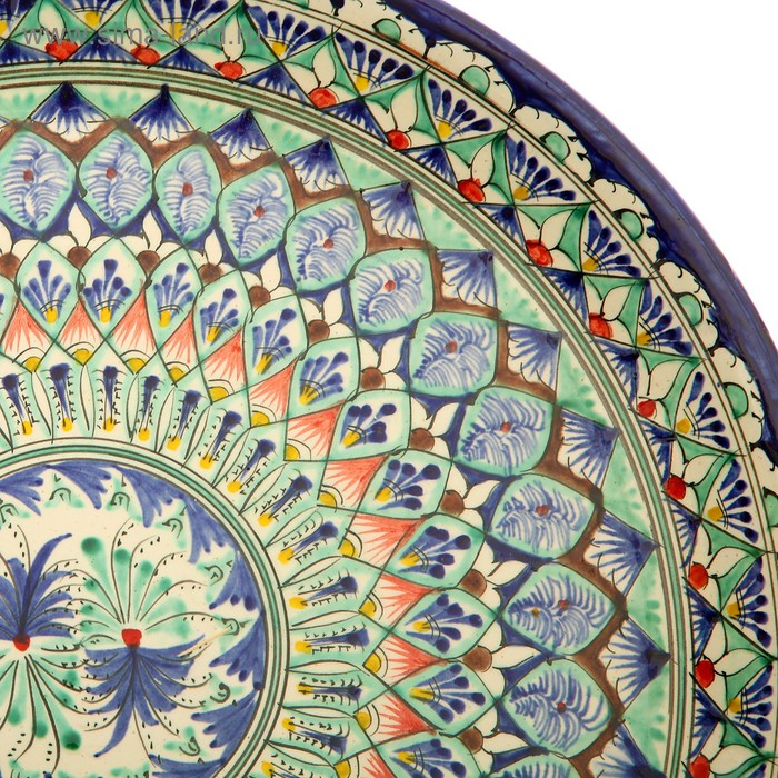 Ляган Риштанская Керамика  Ляган Риштанская Керамика "Узоры", 36 см, синий