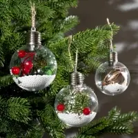 Набор ёлочных шаров &laquo;Зимний лес&raquo;, 3 шт., d=8 см, 1 LED, от батареек, свечение белое