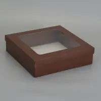 Коробка складная, крышка-дно, кофейный, с окном 30 х 30 х 8 см