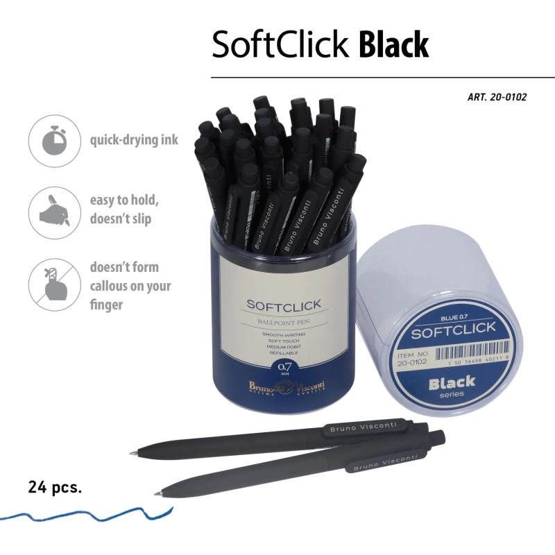 Ручка шариковая автомат. SoftClick.Black 0.7мм синяя 20-0102