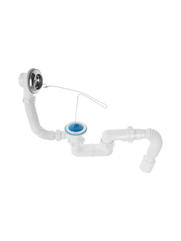 Сифон для ванны ZEIN, 1 1/2&rsquo;&rsquo;, с гофротрубой 40*50мм, литой выпуск, с пробкой