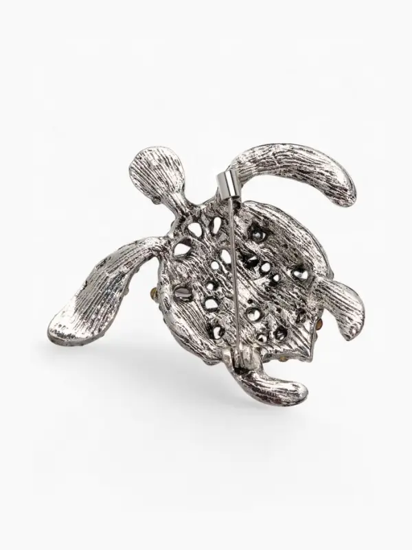 Брошь &laquo;Черепаха&raquo;, разноцветная в чернёном серебре