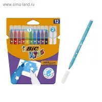 Фломастеры 10 цветов BIC Kids Magic и 2 обесцвечивающих, детские, стираемые
