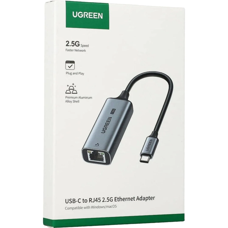 Сетевой адаптер UGREEN CM648 (25052) USB-C 3.1 to RJ45 2.5G серый