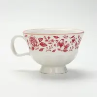 Чайная пара &laquo;Розовый сад&raquo;: кружка 280 мл, блюдце d=16 см, ручная работа