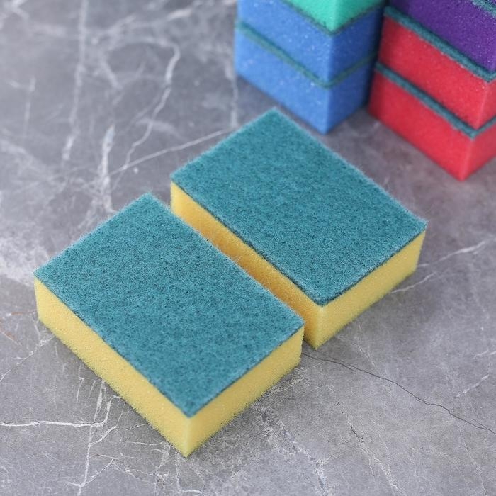 Набор губок для посуды с чистящим слоем Доляна «Макси», 9×6×3,5 см, 10 шт Набор губок для посуды с чистящим слоем Доляна «Макси», 9×6×3,5 см, 10 шт