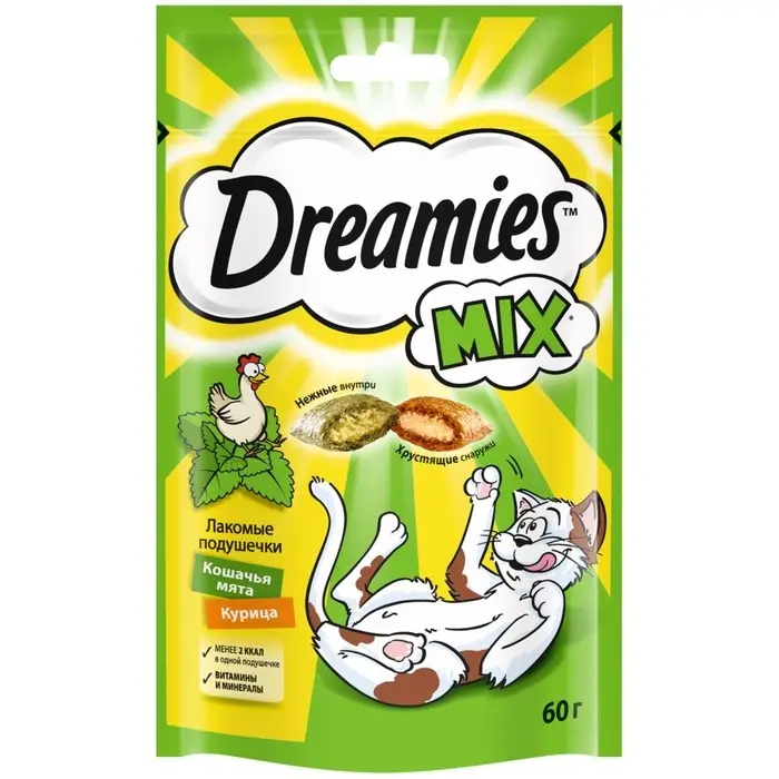 Лакомство Dreamies для кошек, курица и кошачья мята, 60 г Лакомство Dreamies для кошек, курица и кошачья мята, 60 г