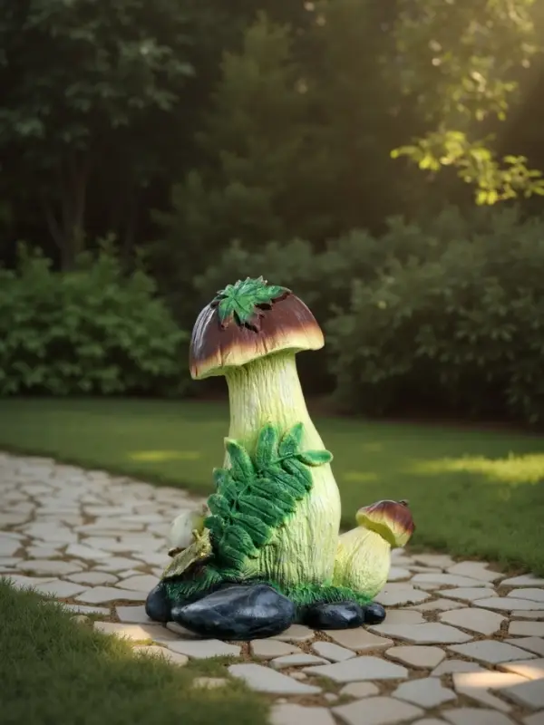Садовая фигура из полистоуна &laquo;Гриб с ягодой и улиткой&raquo;, 32.5&times;19&times;26 см