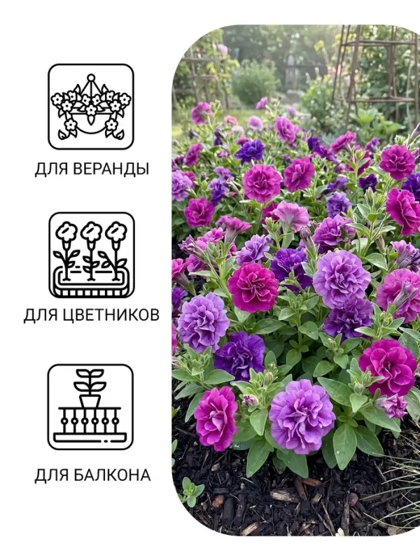 Семена Цветов Петуния махровая &laquo;Дуо Горная лаванда&raquo;, F1, Premium seeds