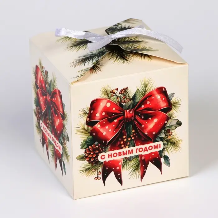 Коробка подарочная складная «Бант», 10×10×10 см Коробка подарочная складная «Бант», 10×10×10 см