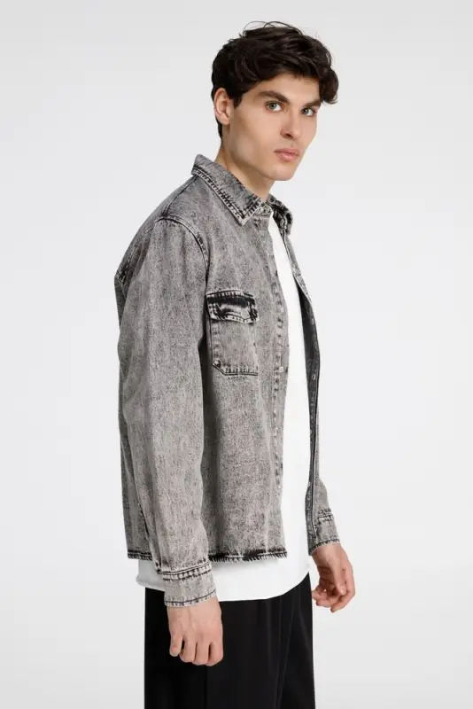 Куртка джинсовая O3, серая, размер M/L