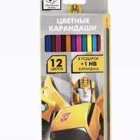 Цветные карандаши, 12 цветов, трехгранные, &laquo;Роботы&raquo;