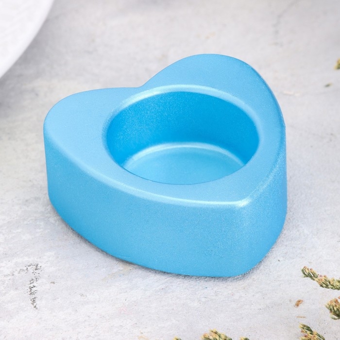 Подсвечник Подсвечник "Сердце малое. Мрамор" из гипса,7х3см,голубой