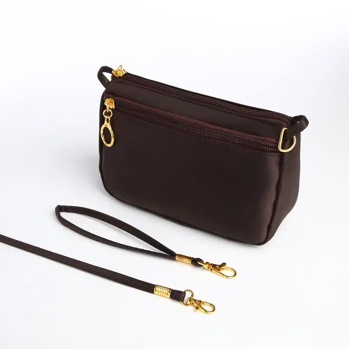 Сумка женская кросс-боди на молнии, 18×6.5×12 см, коричневая Сумка женская кросс-боди на молнии, 18×6.5×12 см, коричневая