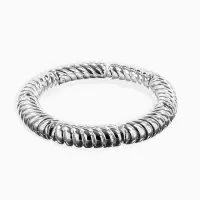 Браслет пластик на резинке "Стиль" резной, цвет серебро