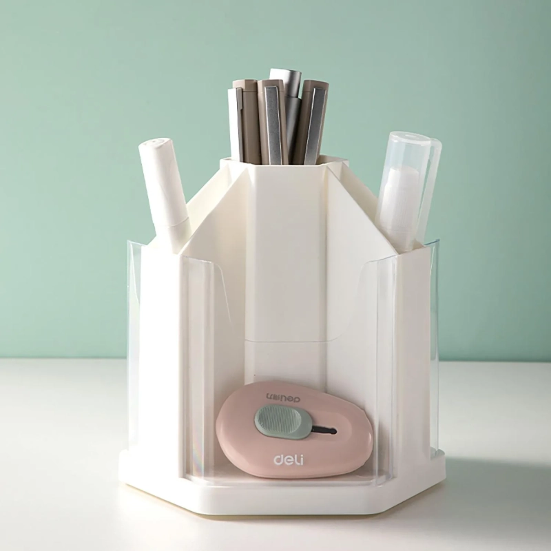 Подставка-органайзер Deli EM433, вращ, 123х109х122мм, 7 отделений, белая