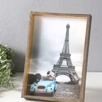 Фоторамка пластик формат А4 "Ламберто" бежево-чёрный с золотом 31х21,8х3,5 см