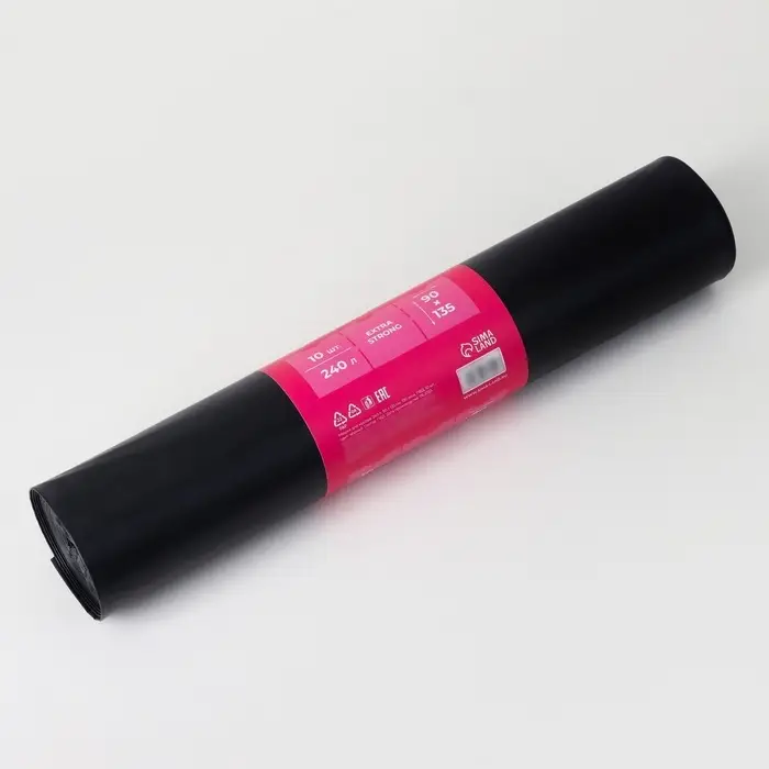 Мешки для мусора Доляна Extra Strong, 240 л, 90&times;135 см, 100 мкм, ПВД, 10 шт., чёрные