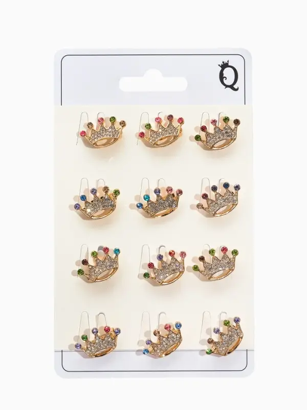 Брошь &laquo;Корона&raquo;, радужная, цветная в жёлтом золоте