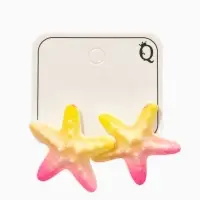 Серьги пластик "Морская звезда", цвет жёлто-розовый