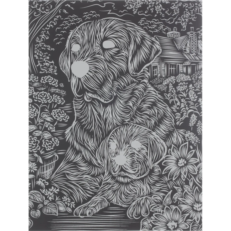 Гравюра Скретчинг  18x24 см лабрадоры, набор МУЛЬТИ АРТ SCRETCH-111534