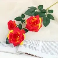 Цветы искусственные &laquo;Роза тройная&raquo;, 6&times;61 см, оранжевые