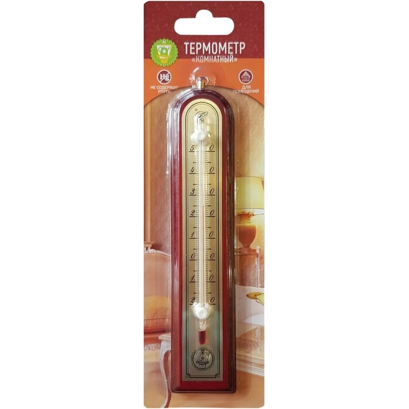 Термометр комнатный, красное дерево 188x39мм, 466112