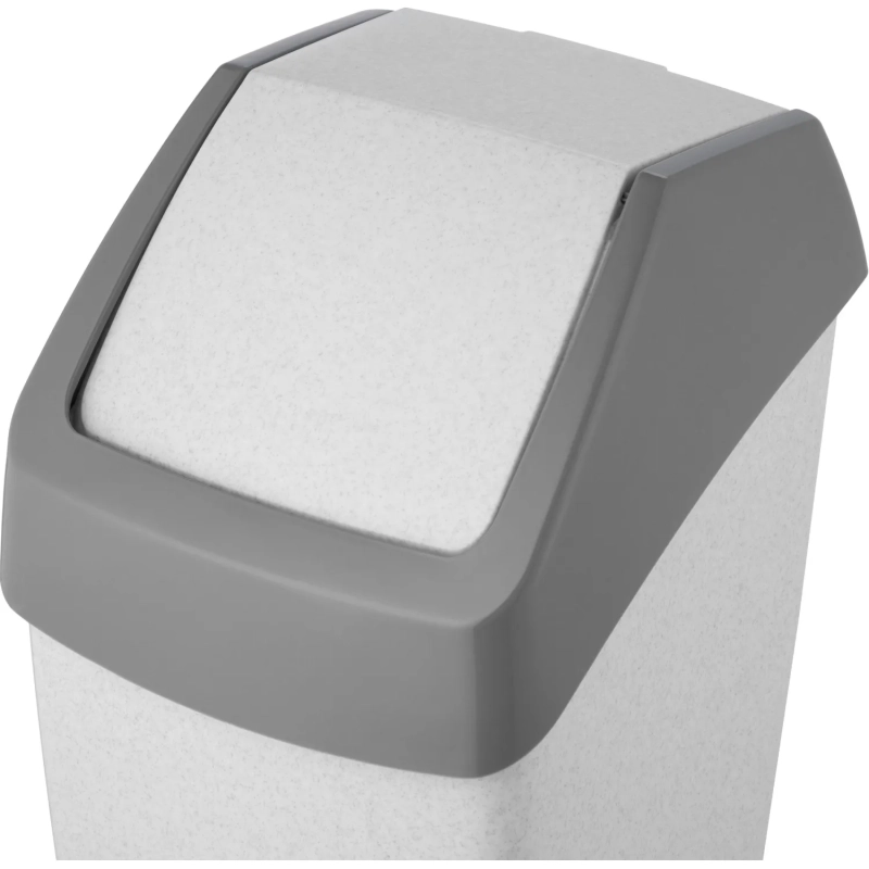 Ведро мусорное пластик 25л прям сер с черн крышк-маят мрамор 300х550х280мм