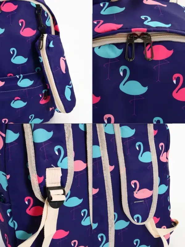 Рюкзак школьный &laquo;Фламинго&raquo;, с пеналом, 29&times;12&times;41 см, фиолетовый