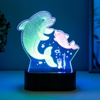 Светильник сенсорный "2 дельфина" LED USB (90см) от батареек 3xАА черный 15х5,5х17,8 см RISALUX  765