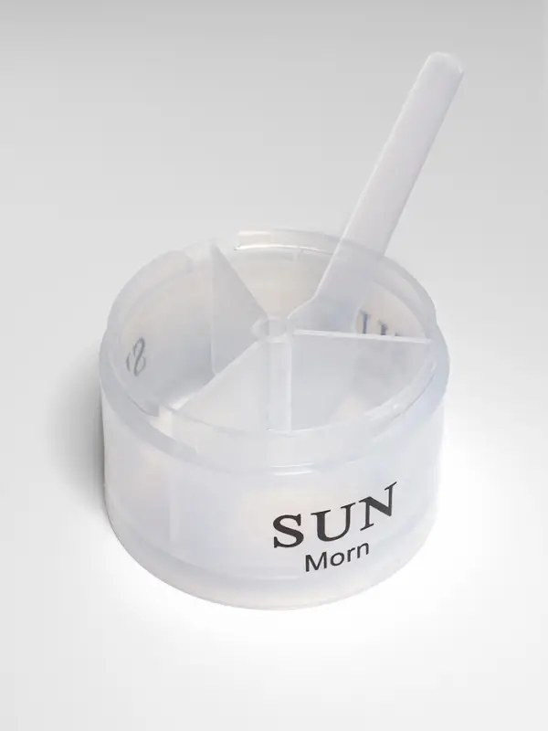 Таблетница - органайзер &laquo;Пирамида&raquo;, утро/день/вечер, d=19.5&times;5 см, 7 контейнеров по 3 секции, голубая