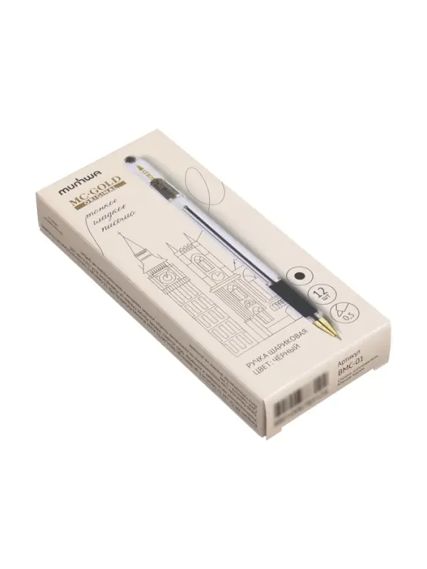 Ручка шариковая MunHwa. MC Gold, чёрный стержень, узел 0.5 мм, резиновый упор