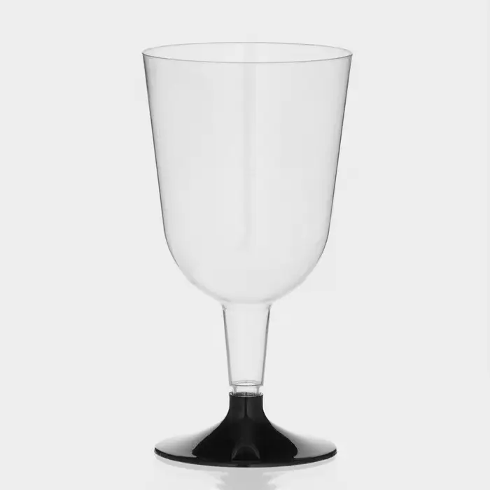 Бокал пластиковый одноразовый для вина, 200 мл, прозрачный, МИКС