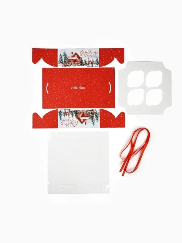 Коробка для капкейка &laquo;Счастливого Нового года!&raquo;, 16&times;16&times;7.5 см