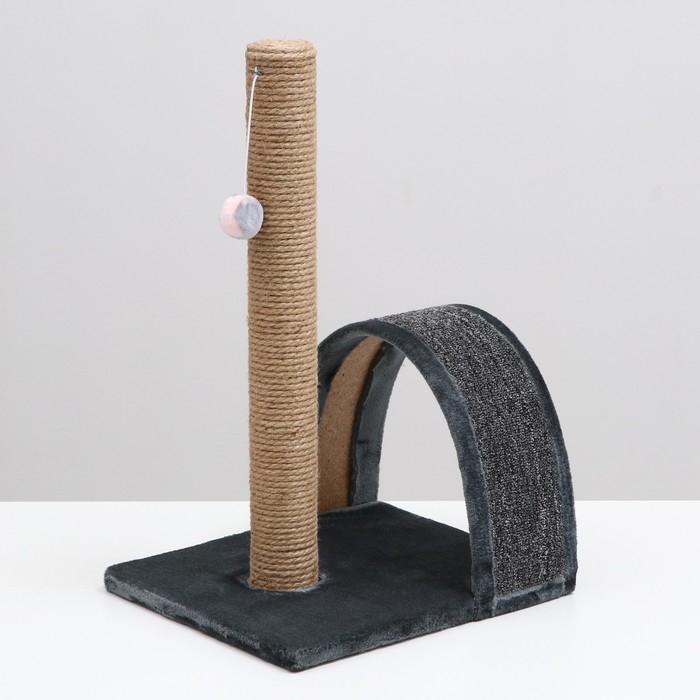 Когтеточка  Когтеточка "Столбик" с дугой и игрушкой, 35 х 30 х 54 см,  микс цветов