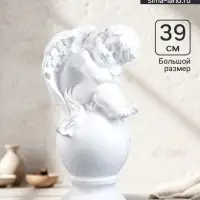 Фигура гипс &laquo;Ангел спящий на шаре&raquo;, белый, 15&times;19&times;40 см