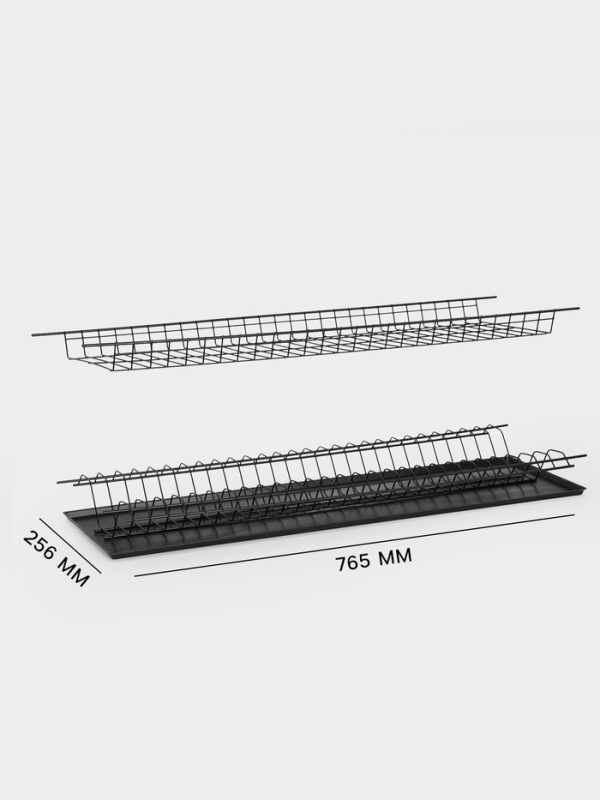 Сушилка для посуды с поддоном для шкафа 80 см, 76.5×25.6 см, чёрная