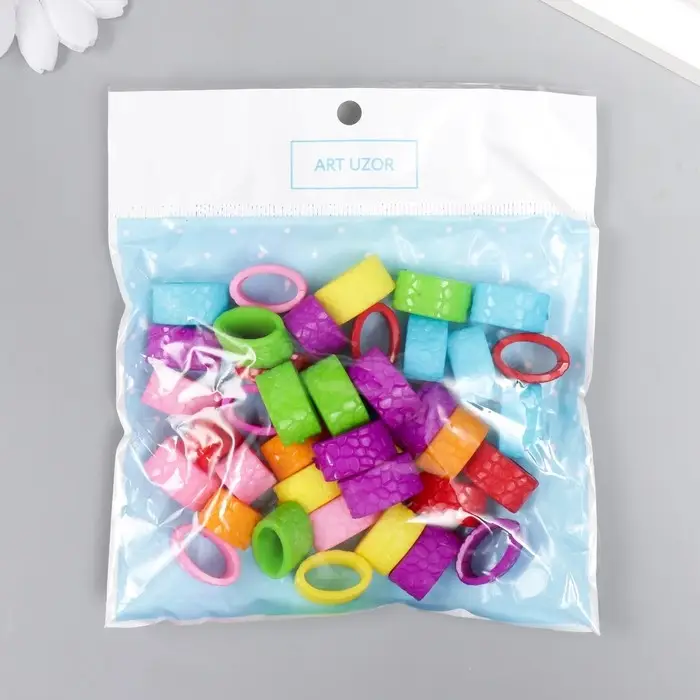 Бусины для творчества пластик Бусины для творчества пластик "Овал - текстура змеиной кожи" цветные набор 40 шт 1,2х1х1,9 см 7811