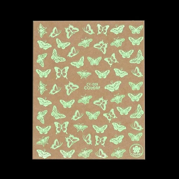 Наклейки для ногтей &laquo;Бабочки&raquo;, флуоресцентные, белые