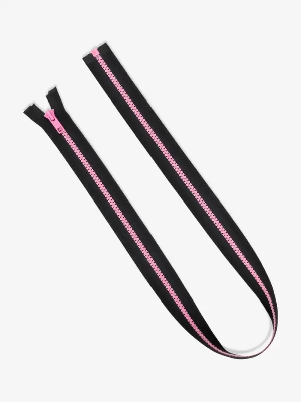 Молния &laquo;Трактор&raquo;, №5, разъёмная, замок автомат, 80 см, чёрная, розовая