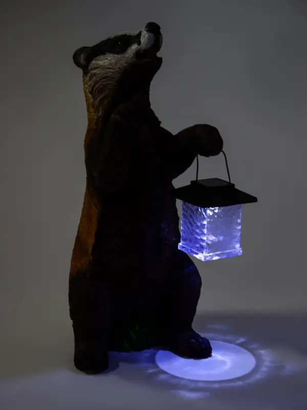 Садовая фигура - фонарь &laquo;Барсук с фонарём&raquo; из полистоуна, 18&times;16&times;41 см