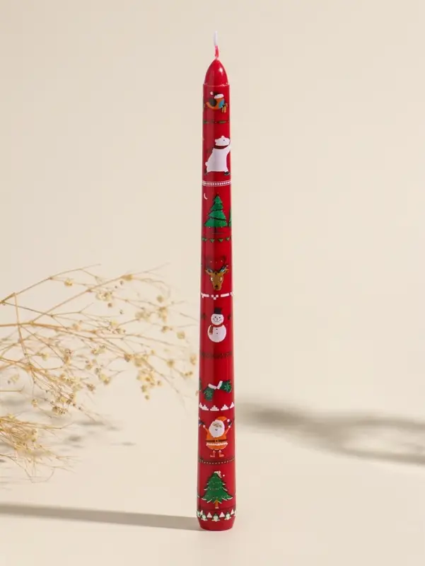 Набор свечей античных, 2,2х25 см, 2 шт "Новогодние персонажи" красные 8х28х2,3 см