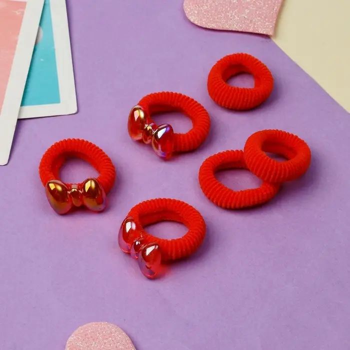 Резинка для волос Резинка для волос "Нежность" (набор 6 шт) бантик, красный