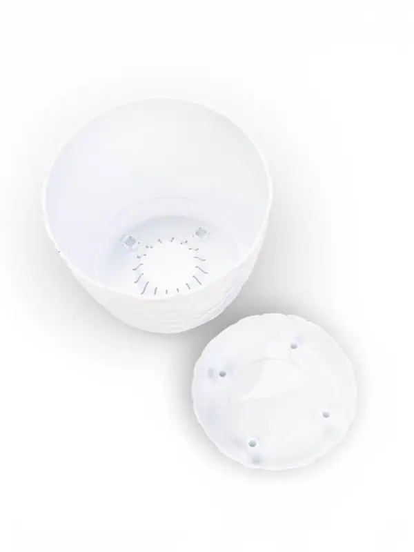 Горшок для цветов с поддоном &laquo;Камешки&raquo;, 5 л, пластиковый, белый