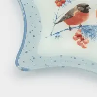 Блюдо сервировочное звезда "Снегири на ветке" 19,5 см