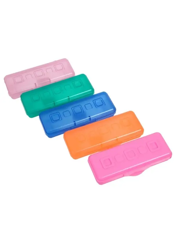 Пенал - футляр Calligrata &laquo;Школьный&raquo;, 80&times;205&times;38 мм, полупрозрачный. пластиковый, МИКС