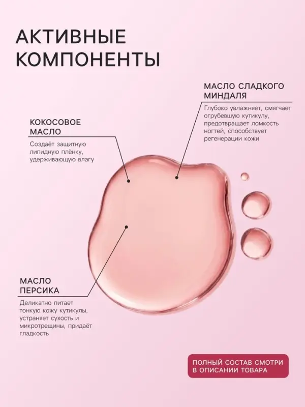 Масло для увлажнения и питания кутикулы 30 мл, персик