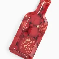 Блюдо сервировочное новогоднее Доляна &laquo;Ёлочные украшения&raquo;, 25.5&times;10.2&times;1.5 см, в форме бутылки, стекло, красное