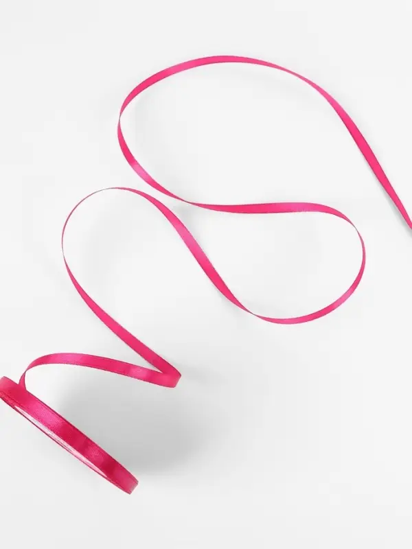 Лента атласная, 6 мм, 23&plusmn;1 м, ярко-розовая